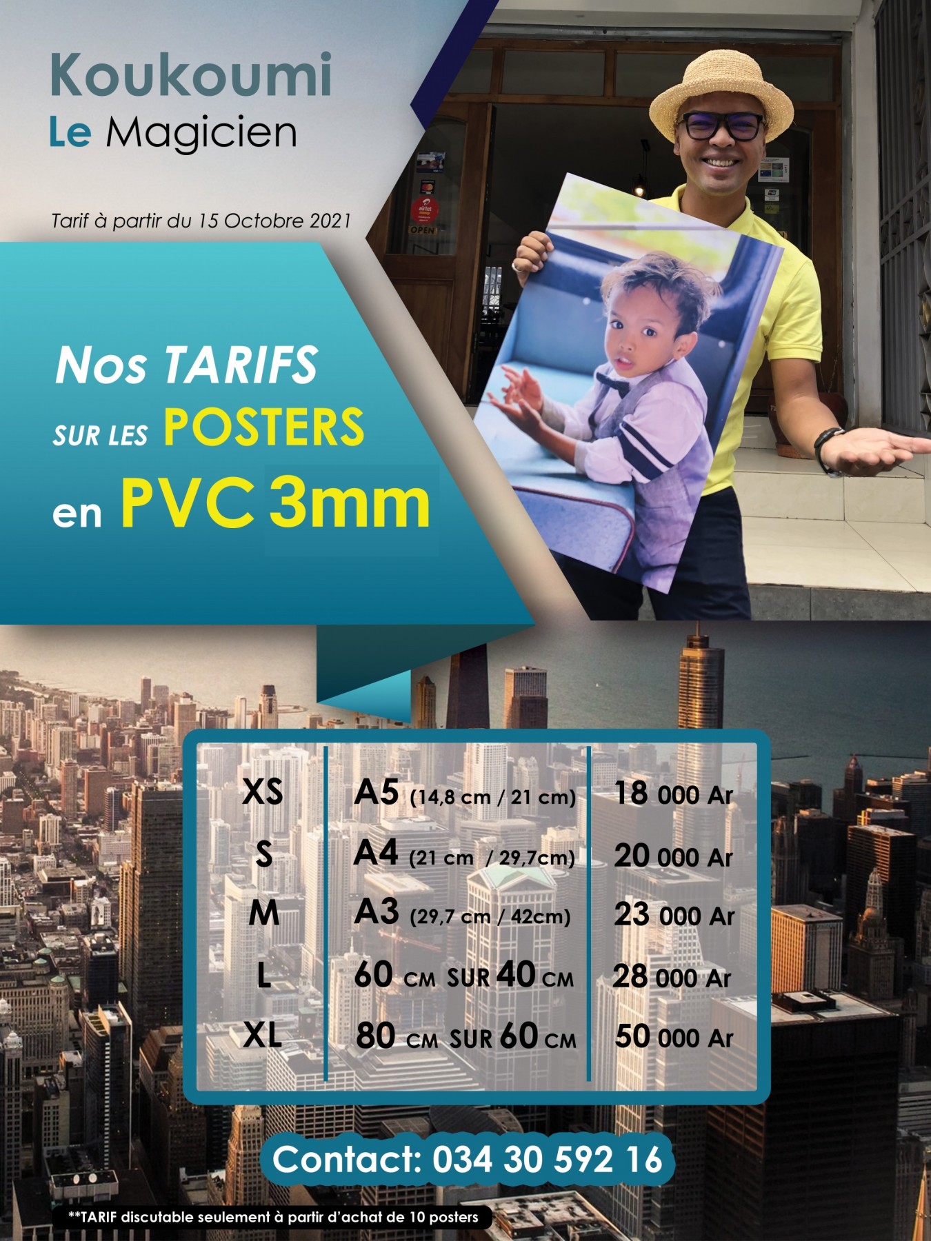 tarif de l'impression pour poster PVC chez Koukoumi le magicien